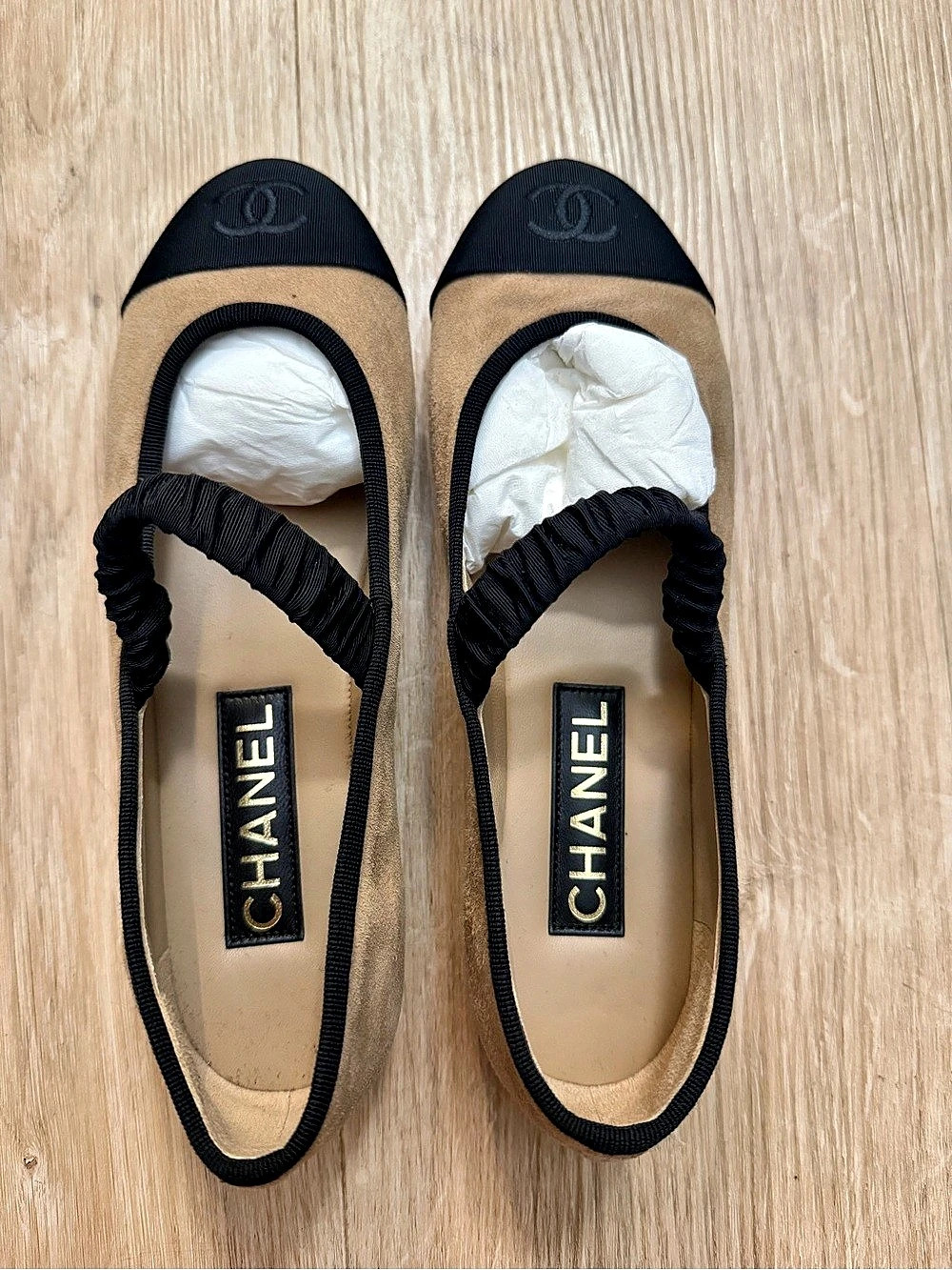 Chanel Slingback Flats Black & Brown EU 37